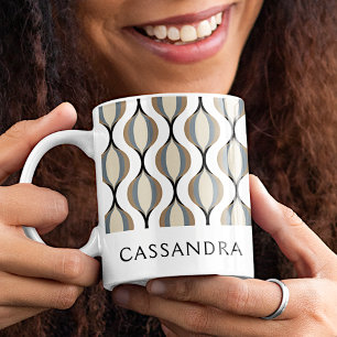 Personalised Taupe Beige Tan Grey White Black Art Coffee Mug
