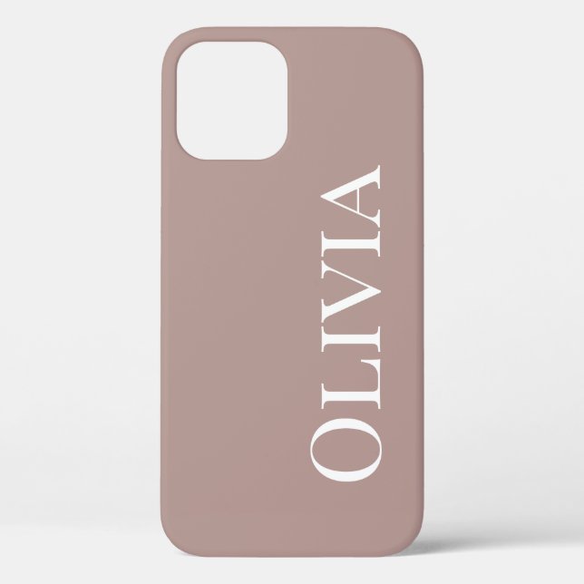 Personalised Taupe Mauve Modern White Typography Case-Mate iPhone Case (Back)