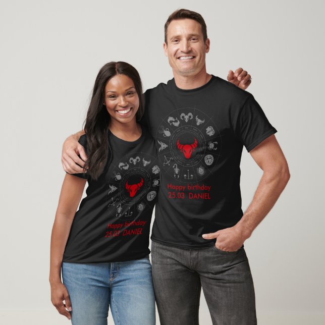 Personalised Taurus Zodiac Birthday Gift T-Shirt (Unisex)