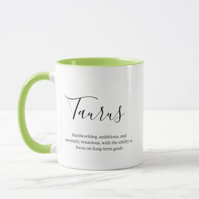 "Personalised Taurus Zodiac sign Name and traits" Mug (Left)
