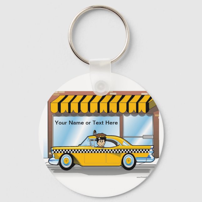 Personalised Taxi Driver - Male Cartoon  Key Ring (Front)