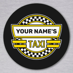 Personalised Taxi Sign Classic Round Sticker