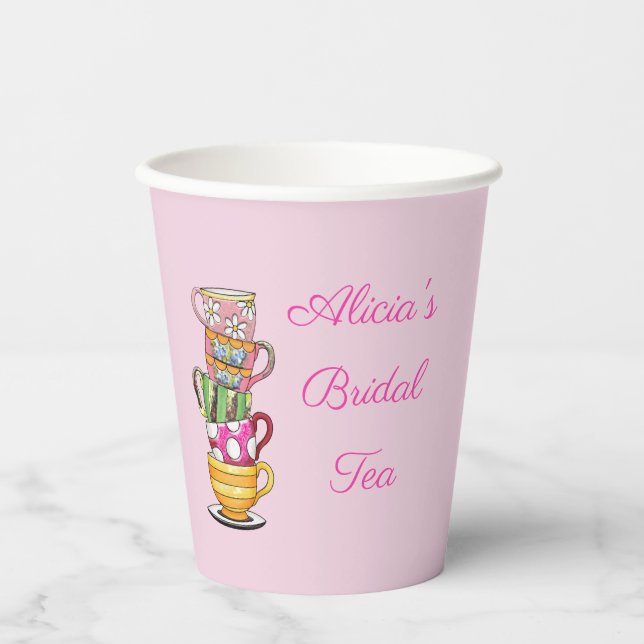 Personalised Tea Party Bridal Shower Paper Cups (Front)