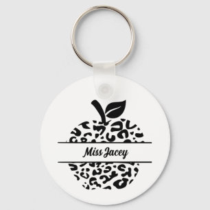 Personalised  Teacher Apple Name, Custom Teacher Key Ring