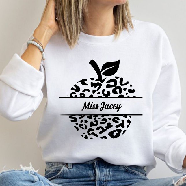 Personalised  Teacher Apple Name, Custom Teacher Sweatshirt (Custom Teacher, Gift For Teacher, Apple Teacher, Personalized Name Teacher sweatshirt)