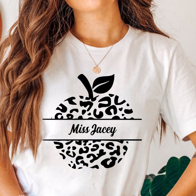 Personalised  Teacher Apple Name, Custom Teacher T-Shirt (Custom Teacher, Gift For Teacher, Apple Teacher, Personalized Name Teacher shirt)