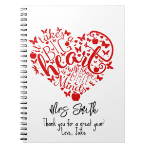 Personalised Teacher Apple thank you notebook