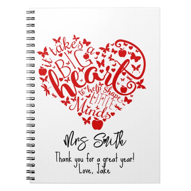 Personalised Teacher Apple thank you notebook (Front)