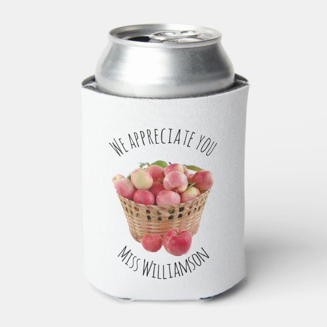 Personalised TEACHER APPRECIATION Apples Can Cooler (Can Front)