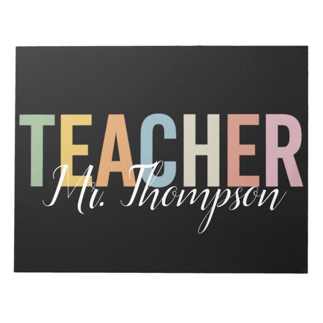Personalised Teacher Appreciation Back to School  Notepad (Front)