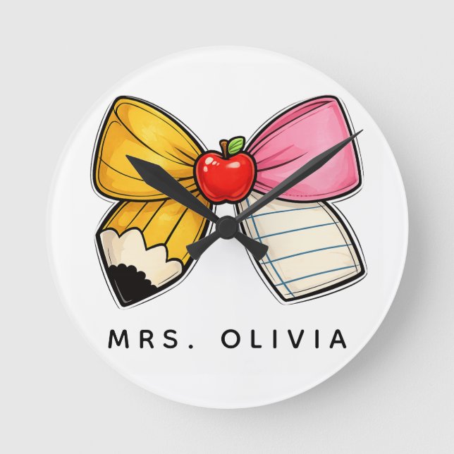 Personalised Teacher Appreciation | Custom Teacher Round Clock (Front)