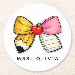 Personalised Teacher Appreciation Custom Teacher Round Paper Coaster