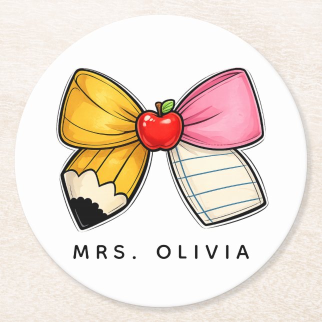 Personalised Teacher Appreciation | Custom Teacher Round Paper Coaster (Front)