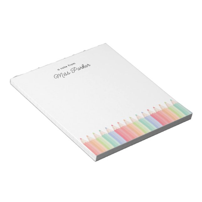 Personalised Teacher Appreciation Cute Rainbow Notepad (Angled)