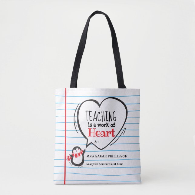 Personalised Teacher Appreciation Heart Tote Bag (Front)