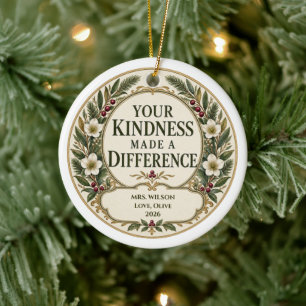 Personalised Teacher Appreciation Kindness Gift Ceramic Tree Decoration