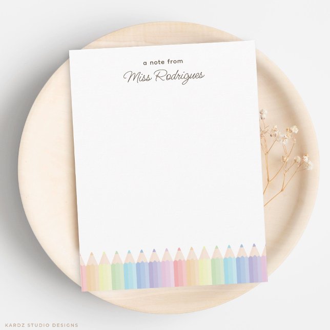 Personalised Teacher Appreciation Pastel Rainbow Card (Note card shown in 4.25 x 5.5 inches. Add name, choose a size, paper, and corner style.)