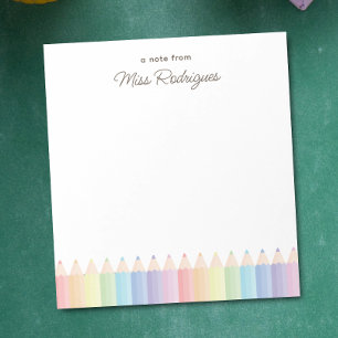 Personalised Teacher Appreciation Pastel Rainbow Notepad