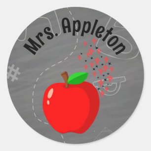 Personalised Teacher Back to school Apple Classic Round Sticker