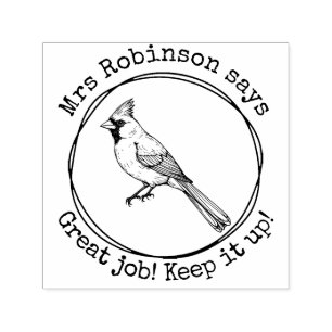 Personalised Teacher Cardinal Great Work Classroom Self-inking Stamp