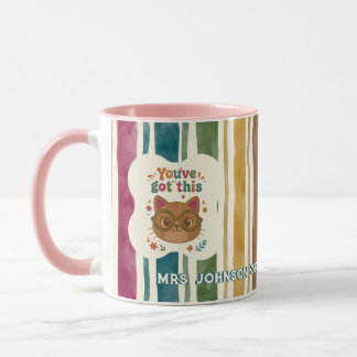 Personalised Teacher Cat Mug | Custom Name & Grade