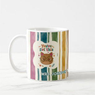 Personalised Teacher Cat Mug Custom Name & Grade