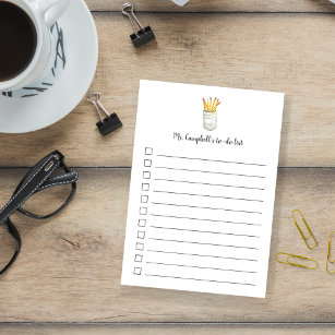 Personalised Teacher Checklist / To-do List Post-it Notes