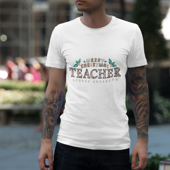 Personalised Teacher Christmas Gift Custom Name  T-Shirt (Creator Uploaded)