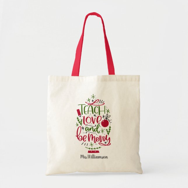 Personalised Teacher Christmas Quote Tote Bag (Front)