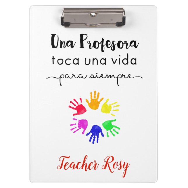 Personalised Teacher Clipboards (Spanish) Hands (Front)