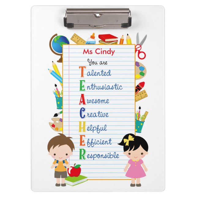Personalised Teacher Clipboards (Stationeries) (Front)