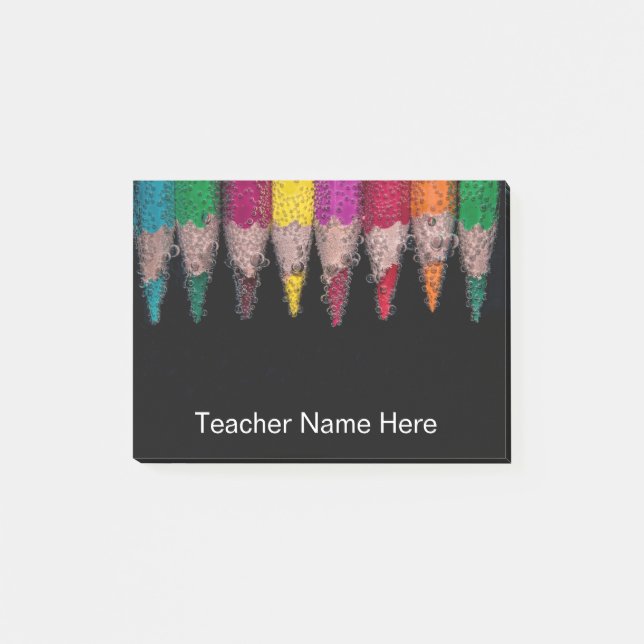 Personalised Teacher Colour Pencils Post-it Notes (Front)