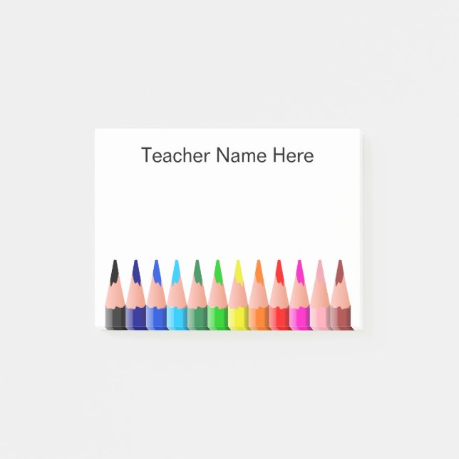 Personalised Teacher Colour Pencils Post-it Notes (Front)