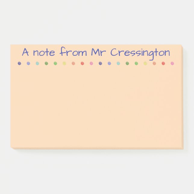 Personalised Teacher Coloured Dots Post-it Notes (Front)