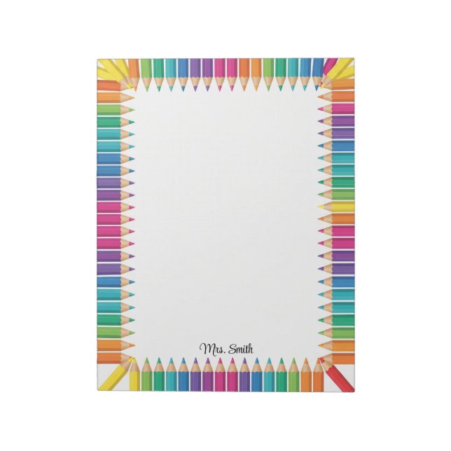 Personalised Teacher Coloured Pencil Frame Notepad (Rotated)