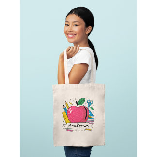 Personalised Teacher Colourful School Tote Bag