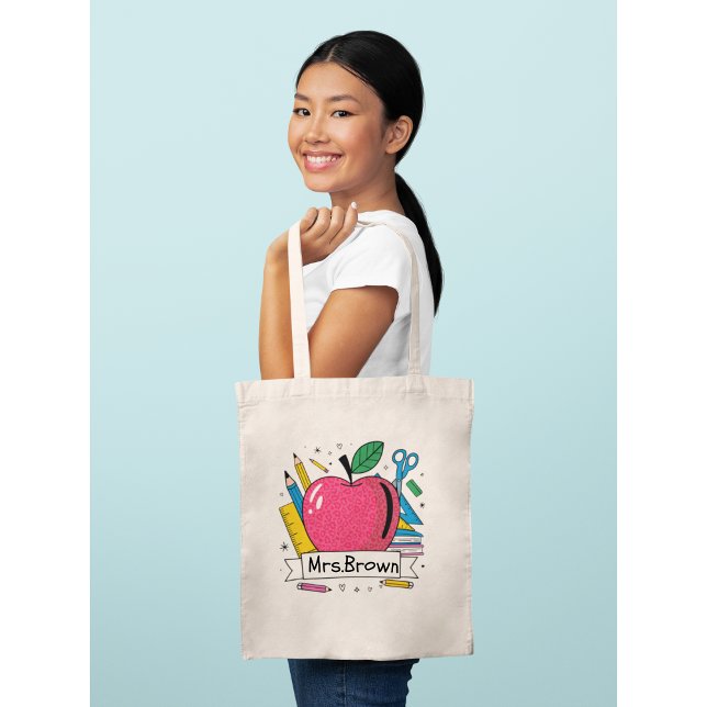 Personalised Teacher Colourful School Tote Bag (Creator Uploaded)
