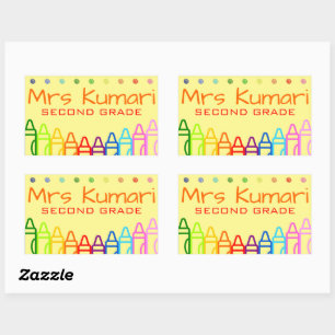 Personalised Teacher Crayon Design Rectangular Sticker