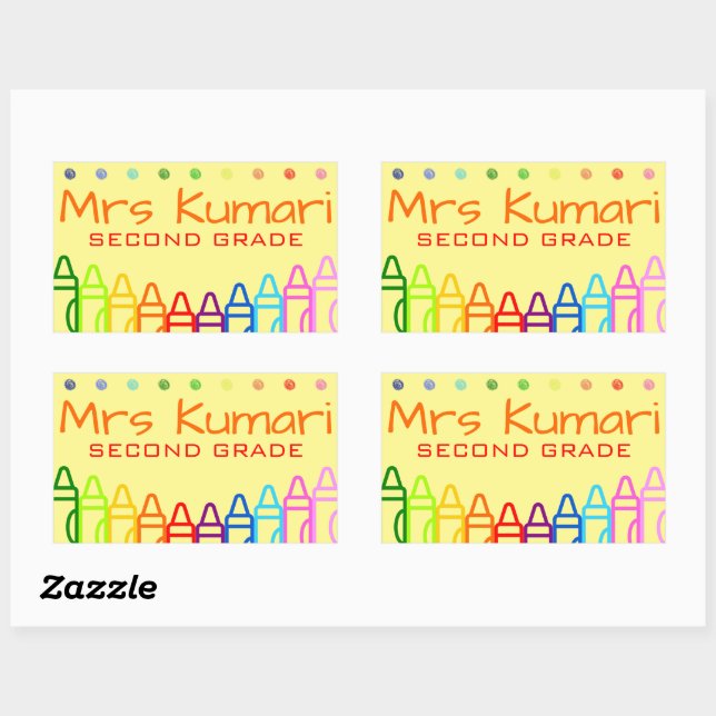 Personalised Teacher Crayon Design Rectangular Sticker (Sheet)