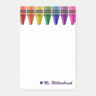 Personalised Teacher Crayon Desk Accessories Post-it Notes