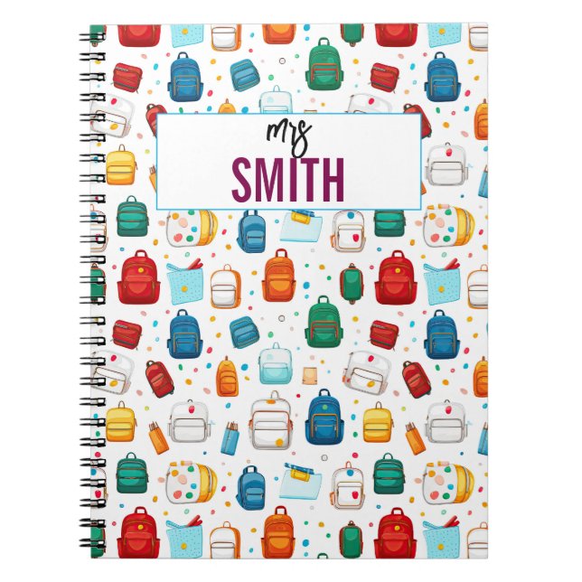 Personalised Teacher – Custom Name Back to school Notebook (Front)
