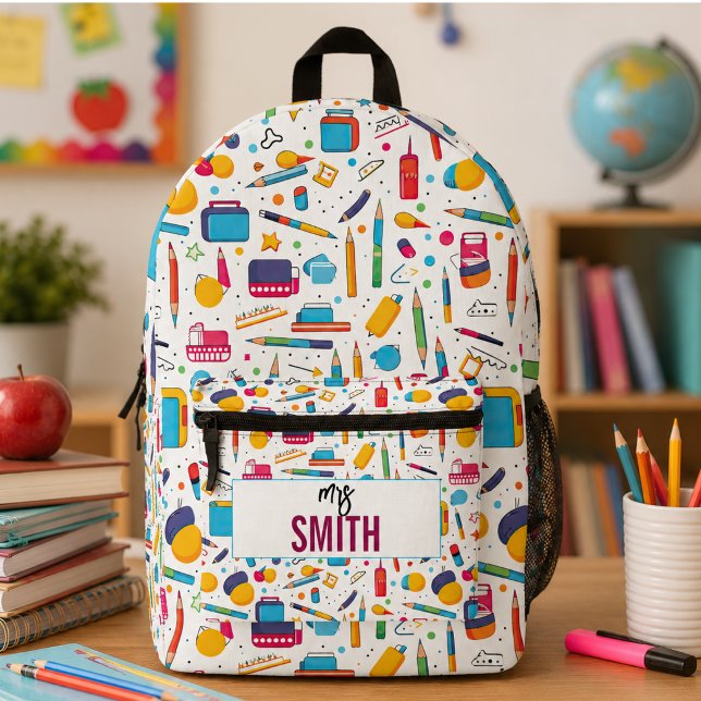 Personalised Teacher – Custom Name Back to school Printed Backpack (Personalized Teacher – Custom Name Back to school Printed Backpack)