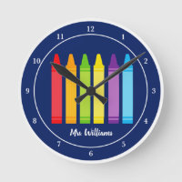 Personalised Teacher Cute Crayon Blue Classroom