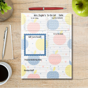 Personalised Teacher Daily To-Do List Apples Notepad