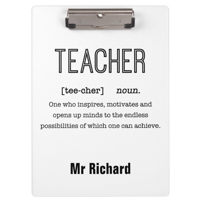 Personalised Teacher Definition Clipboards (Front)