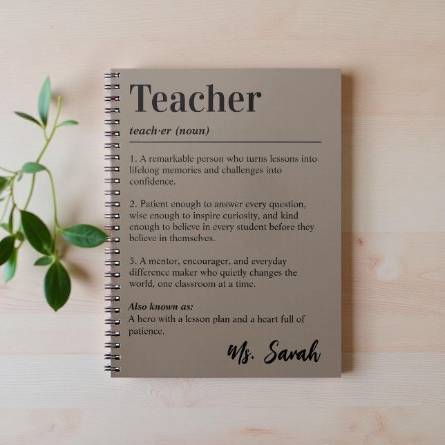 Personalised Teacher Dictionary Definition Taupe Notebook (Creator Uploaded)