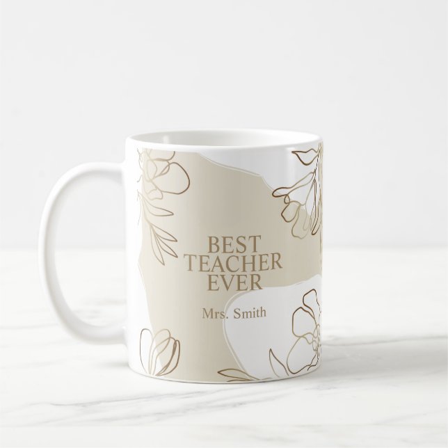 Personalised Teacher Floral Mug (Left)