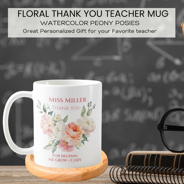   Personalised  Teacher Floral Thank You Coffee Mug (Creator Uploaded)