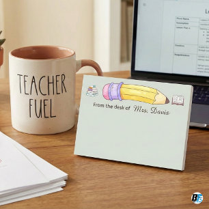 Personalised Teacher From The Desk Of Pencil & Bk Post-it Notes