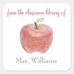 Personalised teacher gift bookplates square sticker